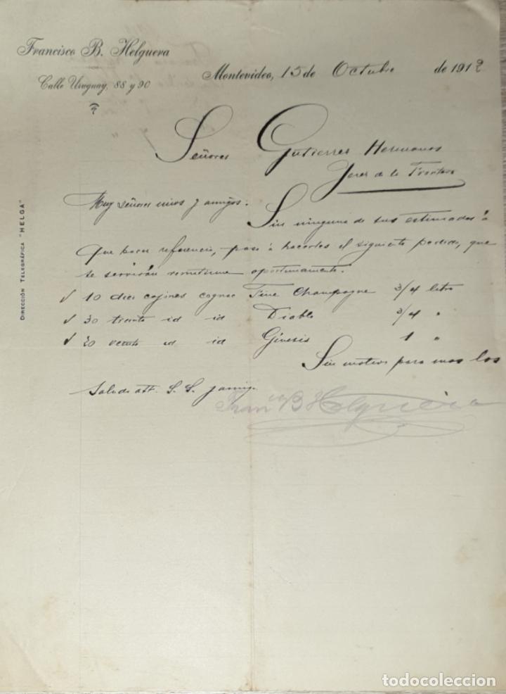 Cartas comerciales: Carta comercial. Francisco B. Helguera. Montevideo 1912