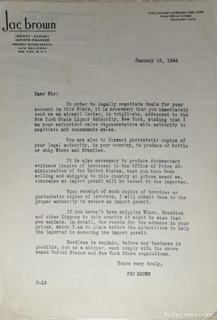 Lettres commerciales: Carta comercial. Jac Brown. Import-Export. New York 1944