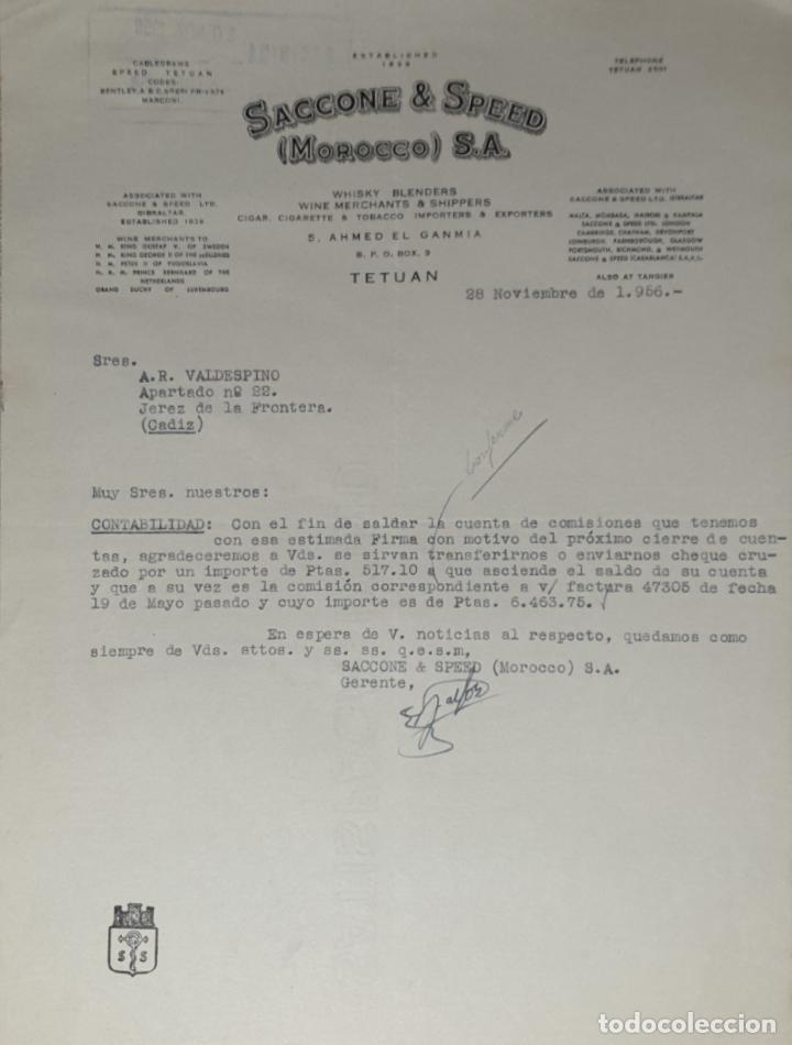 Lettres commerciales: Carta comercial. Saccone & Speed. Morocco S.A. Tetuan 1956