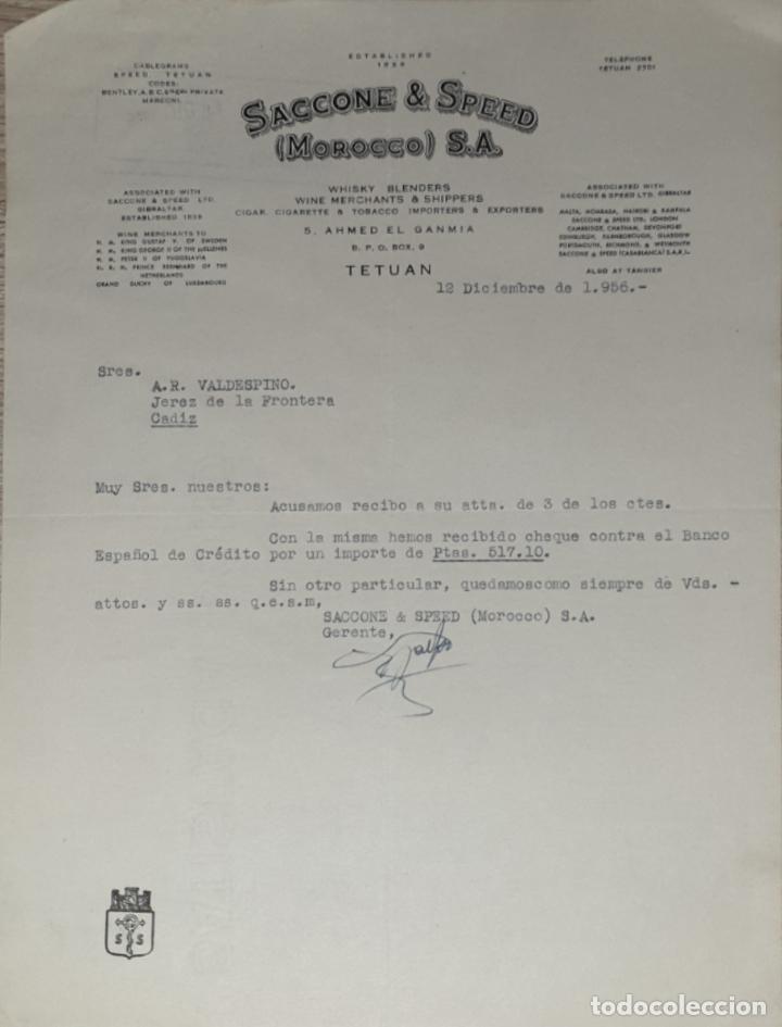 Lettres commerciales: Carta comercial. Saccone & Speed. Morocco S.A. Tetuan 1956