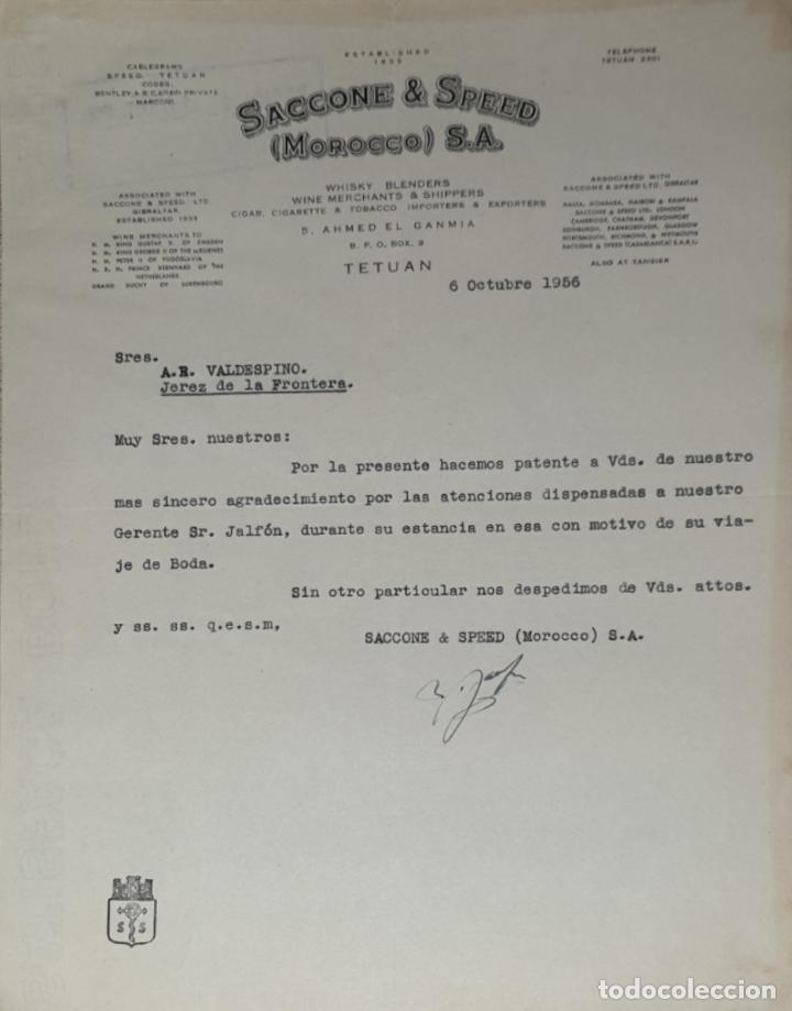 Lettres commerciales: Carta comercial. Saccone & Speed. Morocco S.A. Tetuan 1956