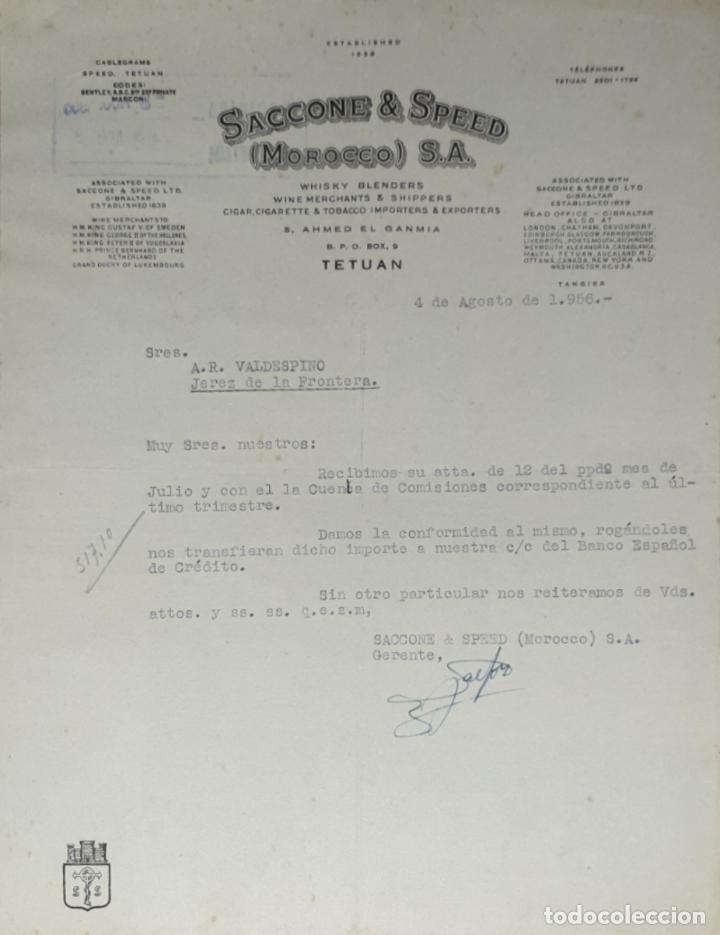 Lettres commerciales: Carta comercial. Saccone & Speed. Morocco S.A. Tetuan 1956
