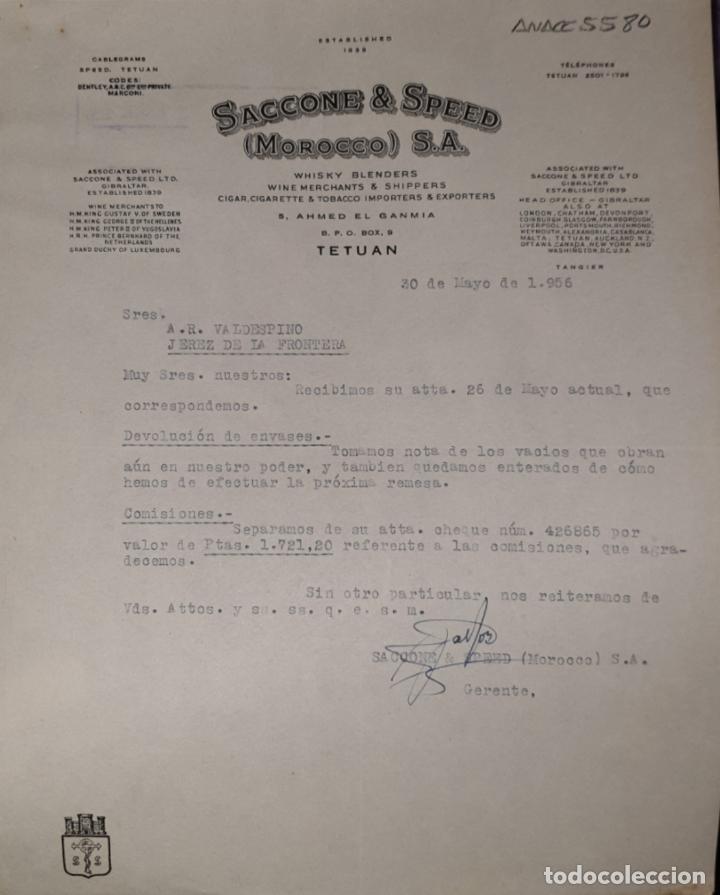 Lettres commerciales: Carta comercial. Saccone & Speed. Morocco S.A. Tetuan 1956