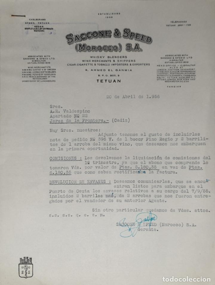 Lettres commerciales: Carta comercial. Saccone & Speed. Morocco S.A. Tetuan 1956