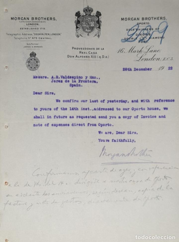 Lettres commerciales: Carta comercial. Morgan Brothers. London. 1922