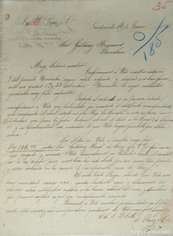 Cartas comerciales: Carta comercial. J y M. Ruiz & C&ordf;. Guatemala 1895