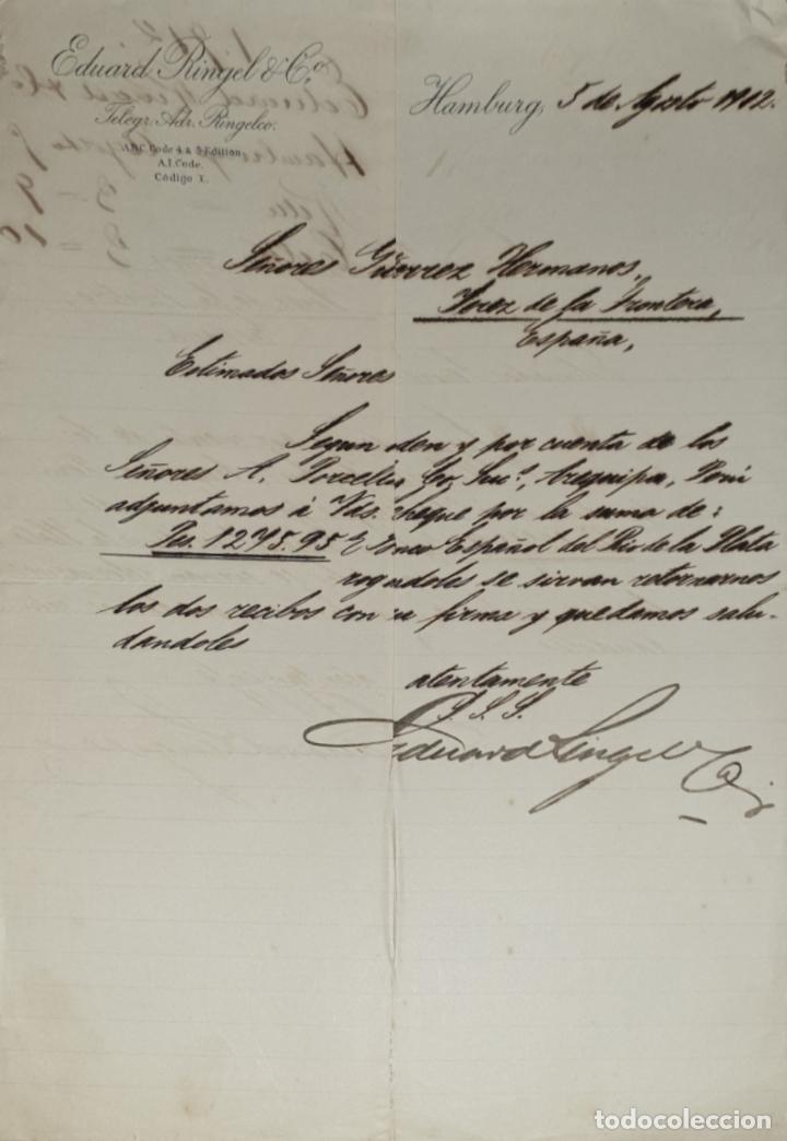 Lettres commerciales: Carta comercial. Eduard Ringel & C&ordm;. Hamburg 1902