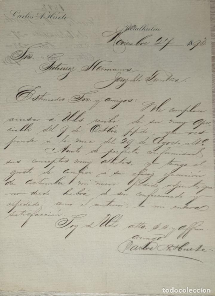 Lettres commerciales: Carta comercial. Carlos A. Huete. Retalhuleu 1893