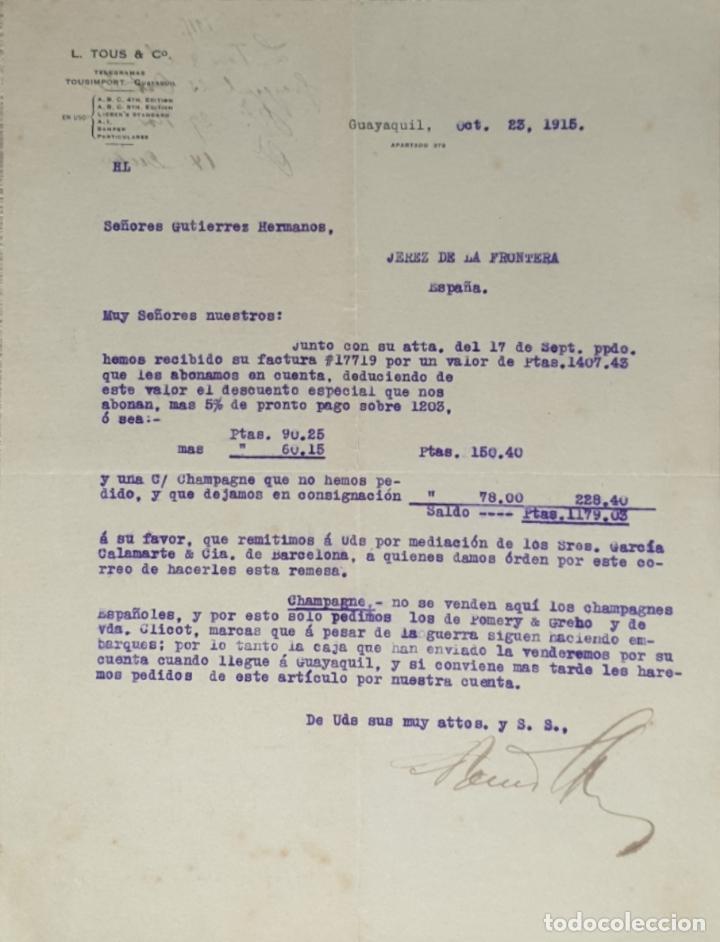 Lettres commerciales: carta comercial. L. Tous & C&ordm;. Guayaquil 1915