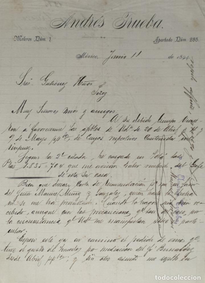 Lettres commerciales: Carta comercial. Andres Trueba. M&eacute;xico 1894