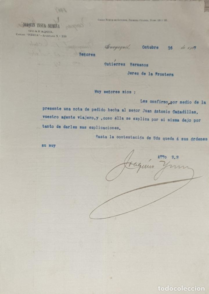Lettres commerciales: Carta comercial. Joaquin Insua Nemi&ntilde;a. Guayaquil 1907