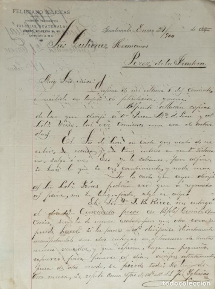 Commercial Letters: carta comercial. Feliciano Iglesias. Guatemala 1900