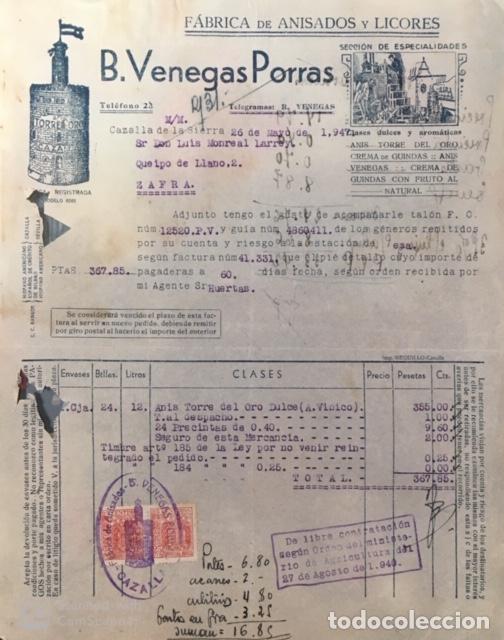 Lettres commerciales: Antigua Carta comercial F&aacute;brica Anisados Venegas Porras . Cazalla de la Sierra ( Sevilla ) 1940