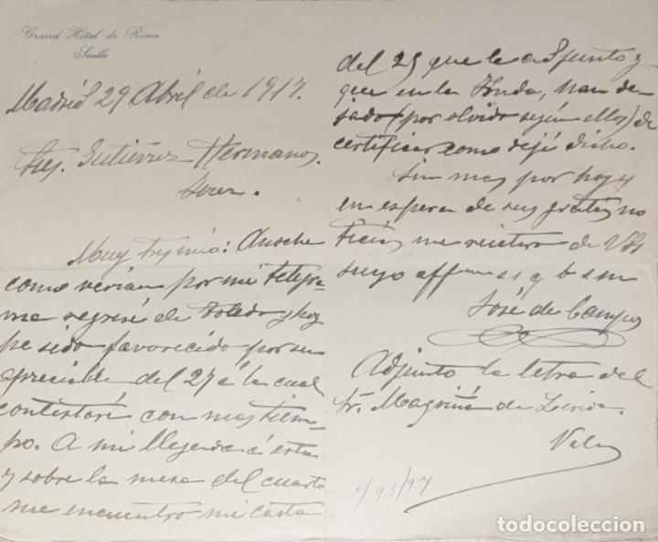 Commercial Letters: Carta comercial. Grand Hotel de Rome. Seville 1917