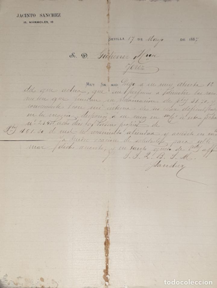 Cartas comerciales: carta comercial. Jacinto Sanchez. Sevilla 1887