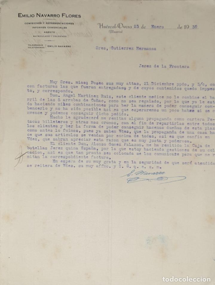 Cartas comerciales: carta comercial. Emilio Navarro Flores. Comisiones y Representaciones. Agente. Almer&iacute;a 1930