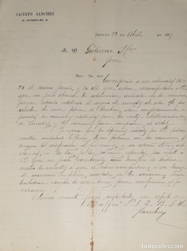 Cartas comerciales: carta comercial. Jacinto Sanchez. Sevilla 1887 - Foto 1