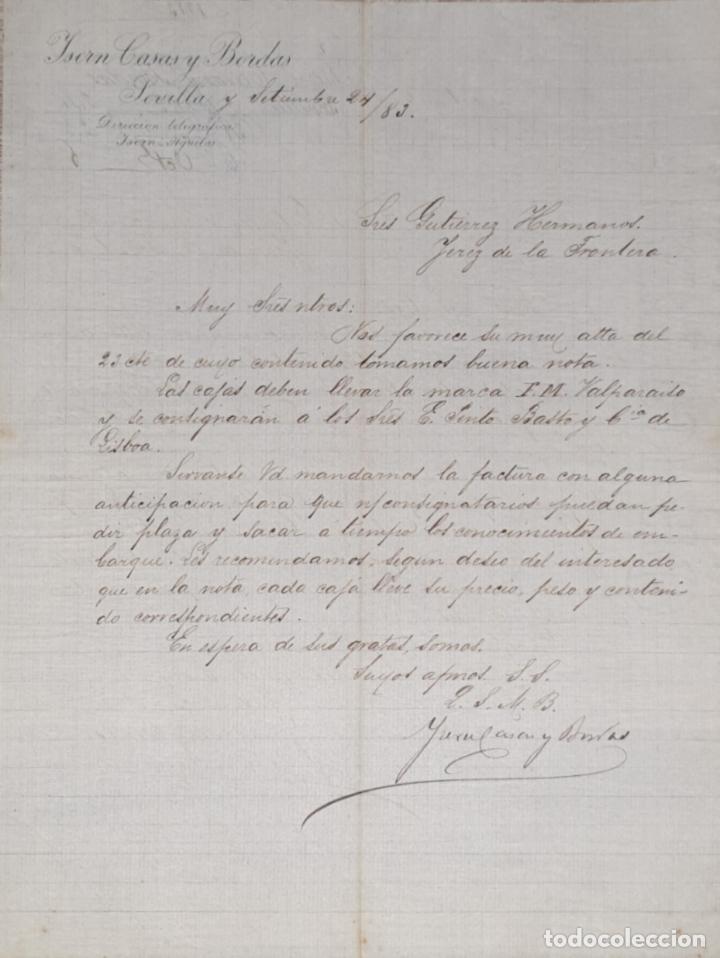 Cartas comerciales: carta comercial. Ysern Casas y Bordas. Sevilla 1883
