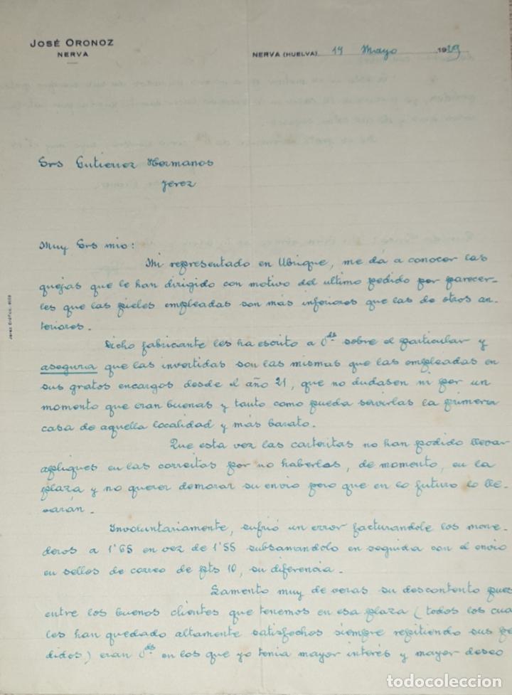 Cartas comerciales: Carta comercial. Jose Oronoz. Nerva 1929 - Foto 1