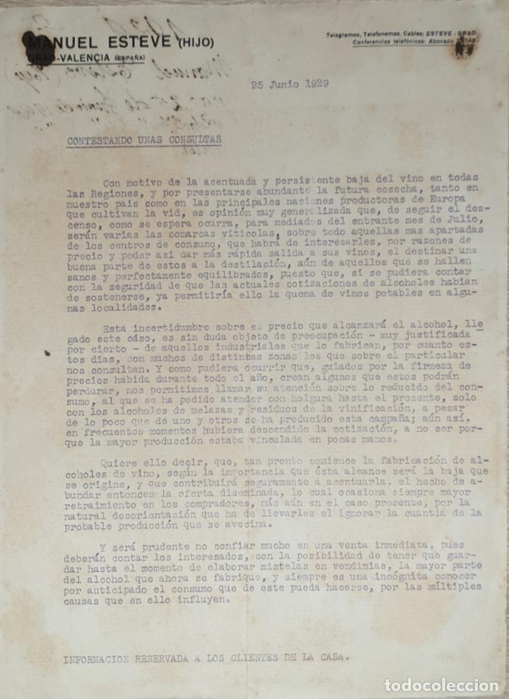 Cartas comerciales: Carta comercial. Manuel Esteve hijo. Casa de comisi&oacute;n. Valencia 1929