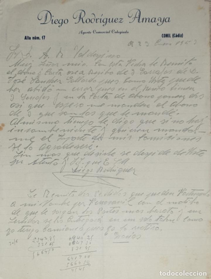 Cartas comerciales: Carta comercial. Diego Rodriguez Amaya. Agente comercial colegiado. Conil. C&aacute;diz 1953