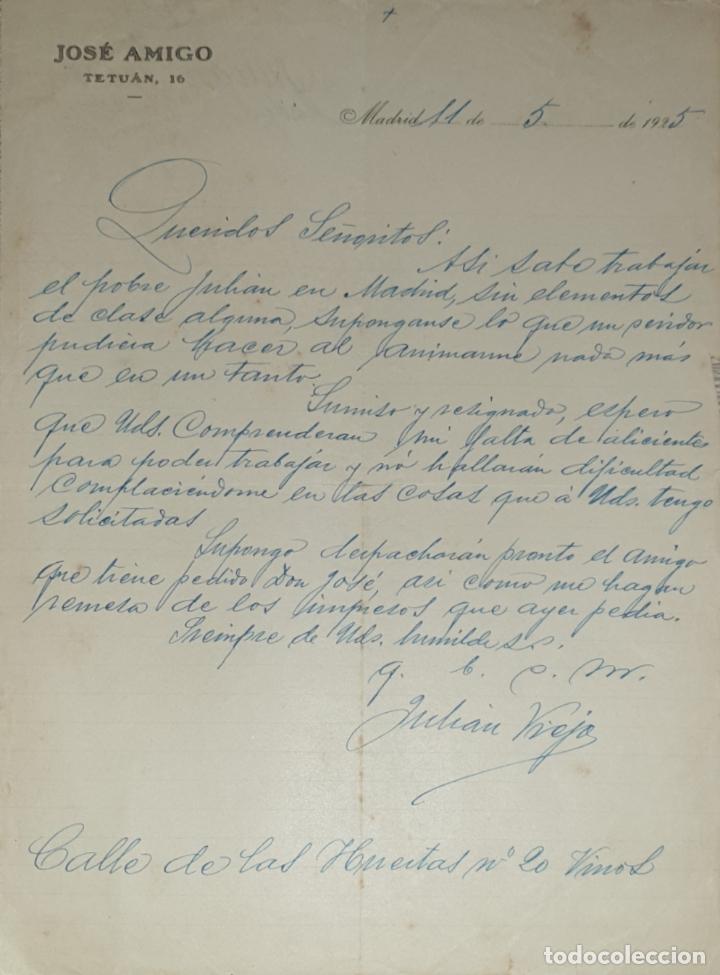 Cartas comerciales: Carta comercial. Jos&eacute; Amigo. Madrid 1925