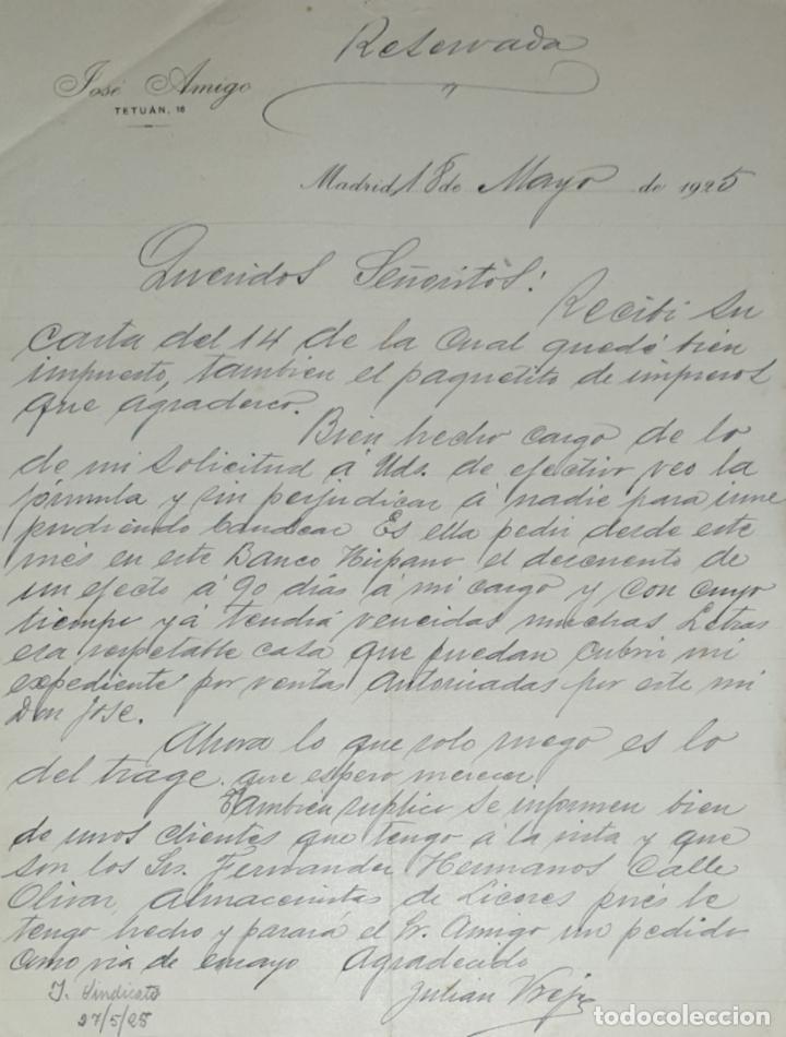 Cartas comerciales: Carta comercial. Jos&eacute; Amigo. Madrid 1925