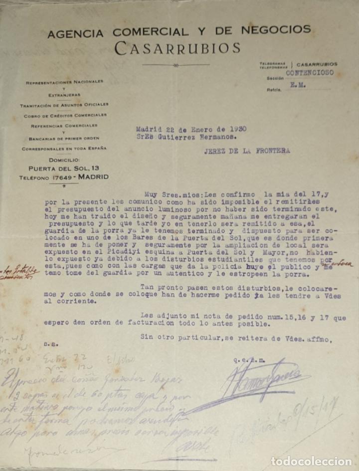 Cartas comerciales: carta comercial. Casarrubios. Agencia Comercial y de Negocios. Madrid 1930