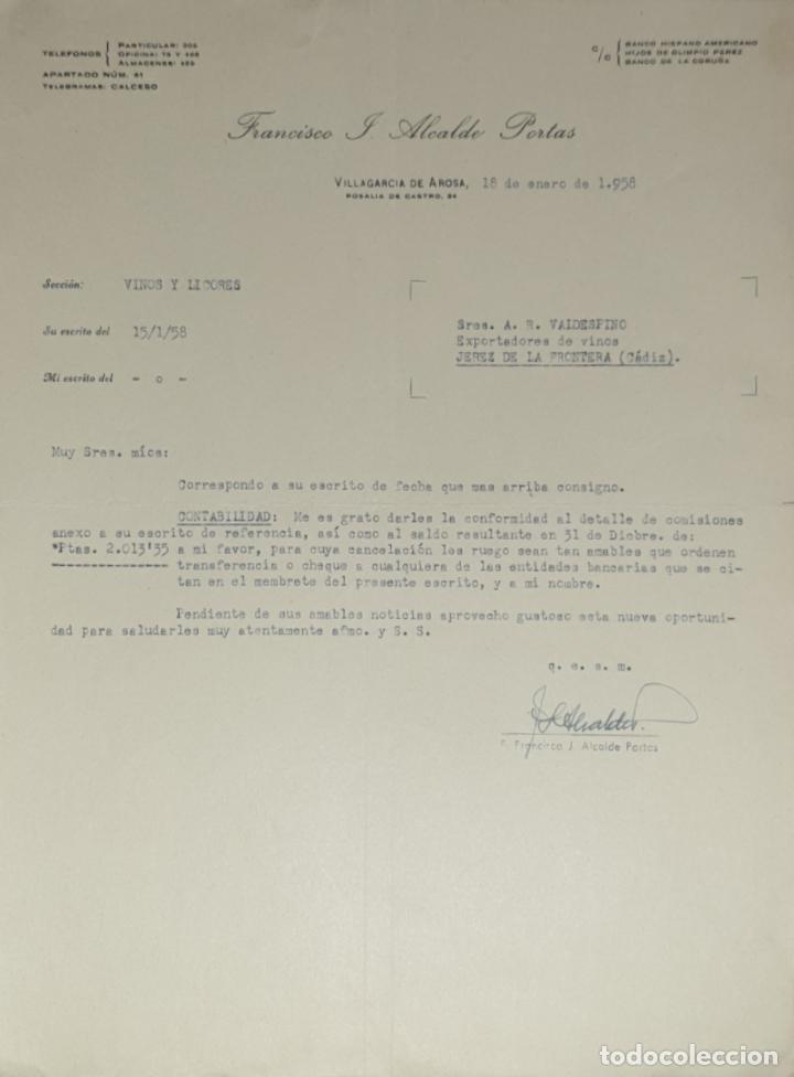 Lettres commerciales: Carta comercial. Francisco J. Alcalde Portas. Contabilidad. Villagarc&iacute;a de Arosa 1958