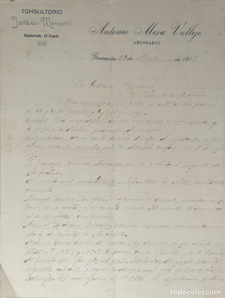 Lettres commerciales: Carta comercial. Antonio Mesa Vallejo. Consultorio Jur&iacute;dico-Mercantil. Granada 1917