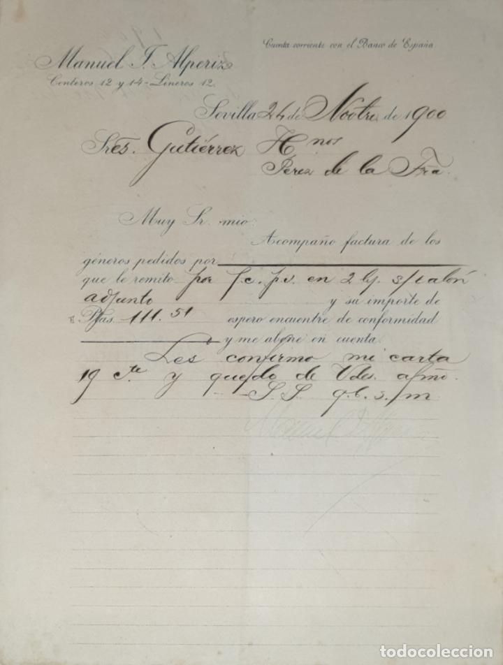Lettres commerciales: Carta comercial. Manuel J. Alperiz. Sevilla 1900