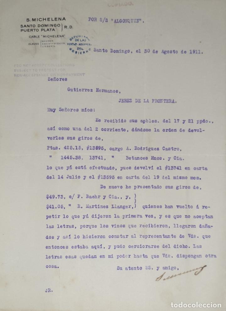 Lettres commerciales: Carta comercial. S. Michelena. Santo Domingo 1911