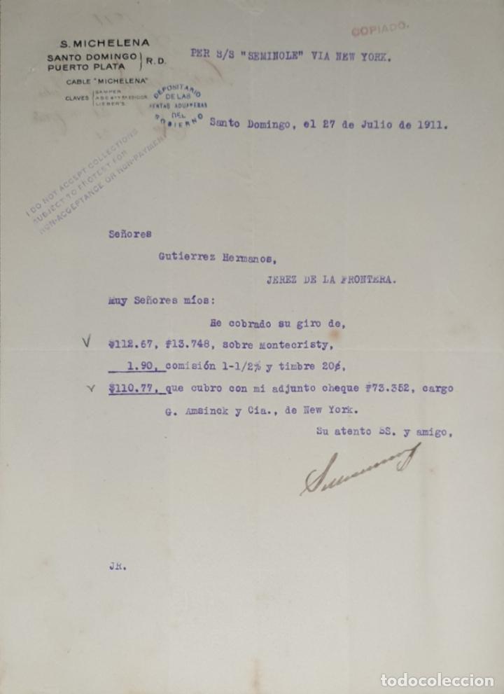 Lettres commerciales: Carta comercial. S. Michelena. Santo Domingo 1911