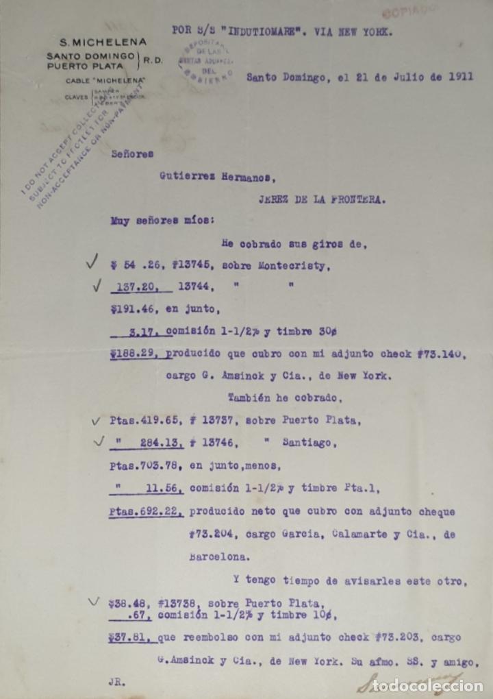 Lettres commerciales: Carta comercial. S. Michelena. Santo Domingo 1911