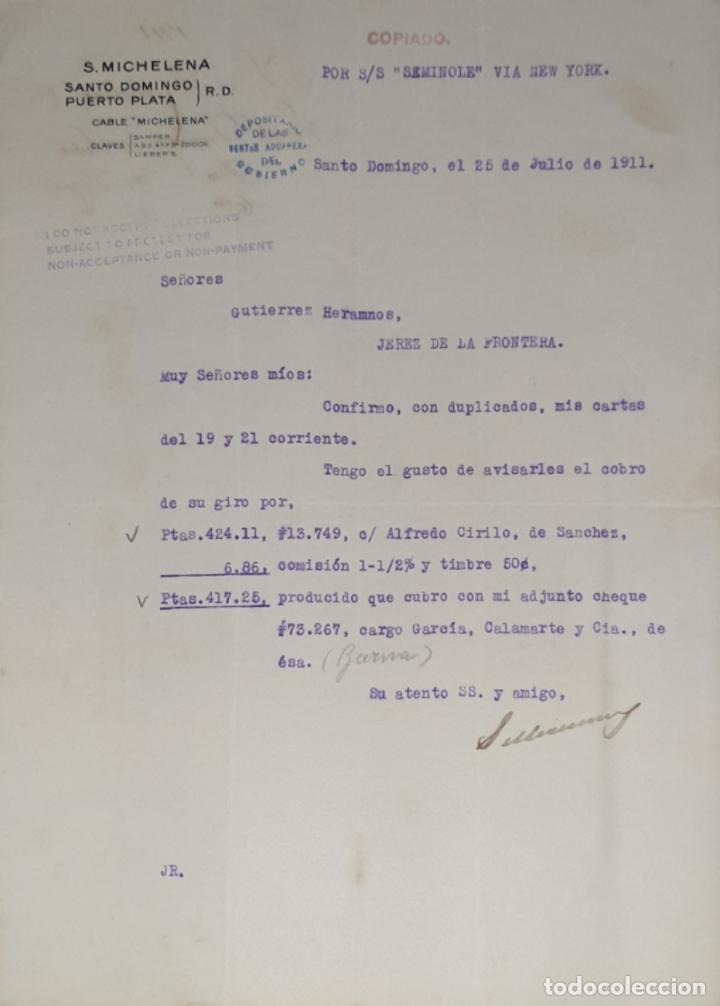 Lettres commerciales: Carta comercial. S. Michelena. Santo Domingo 1911