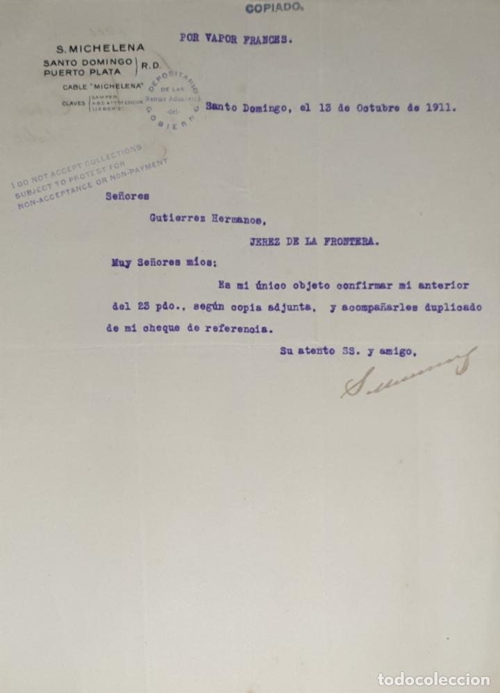 Lettres commerciales: Carta comercial. S. Michelena. Santo Domingo 1911