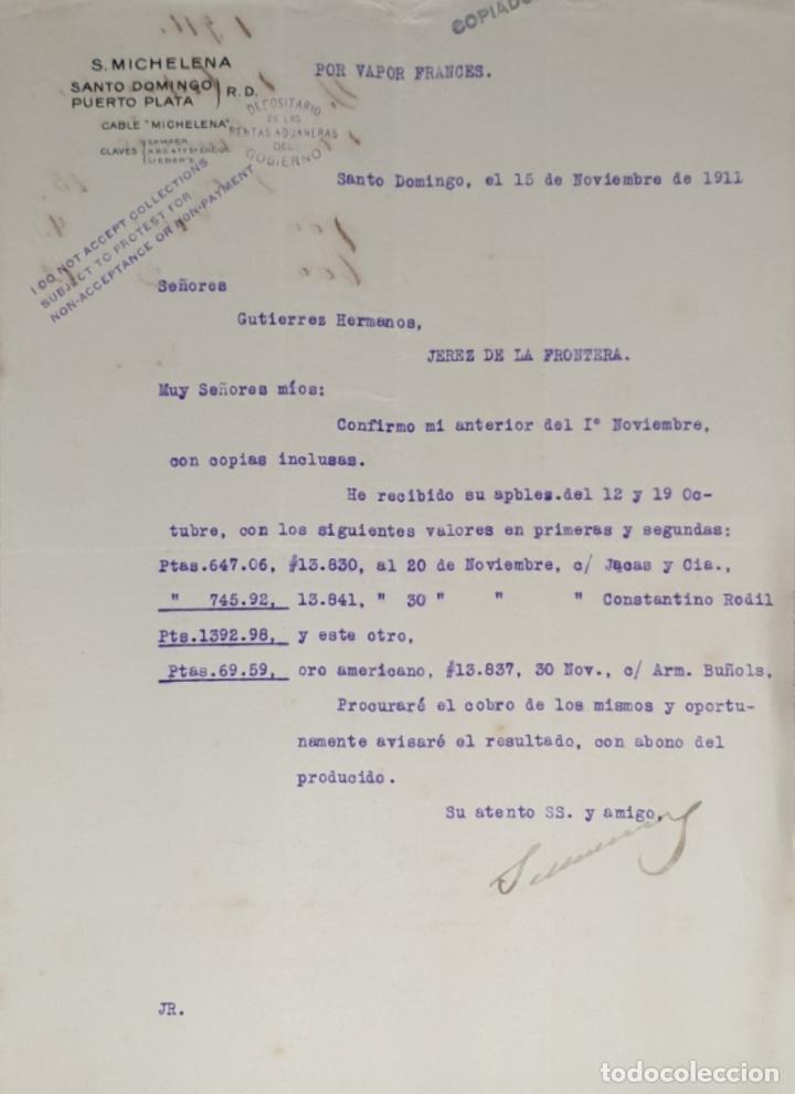 Lettres commerciales: Carta comercial. S. Michelena. Santo Domingo 1911