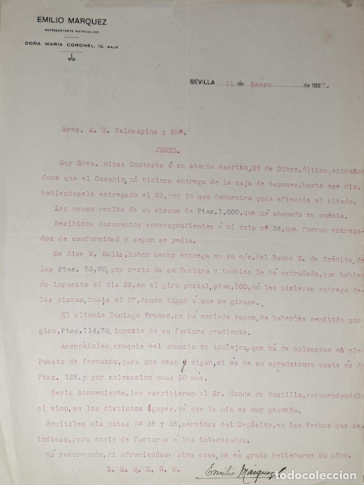 Lettres commerciales: carta comercial. Emilio Marquez. Representante matriculado. Sevilla 1927
