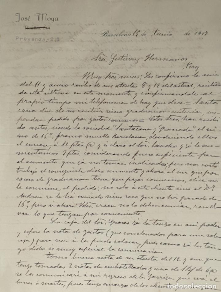 Lettres commerciales: Carta comercial. Jos&eacute; Moya. Barcelona 1917