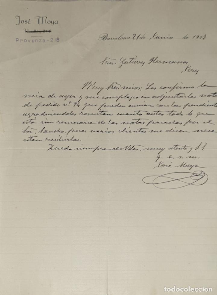Lettres commerciales: Carta comercial. Jos&eacute; Moya. Barcelona 1917