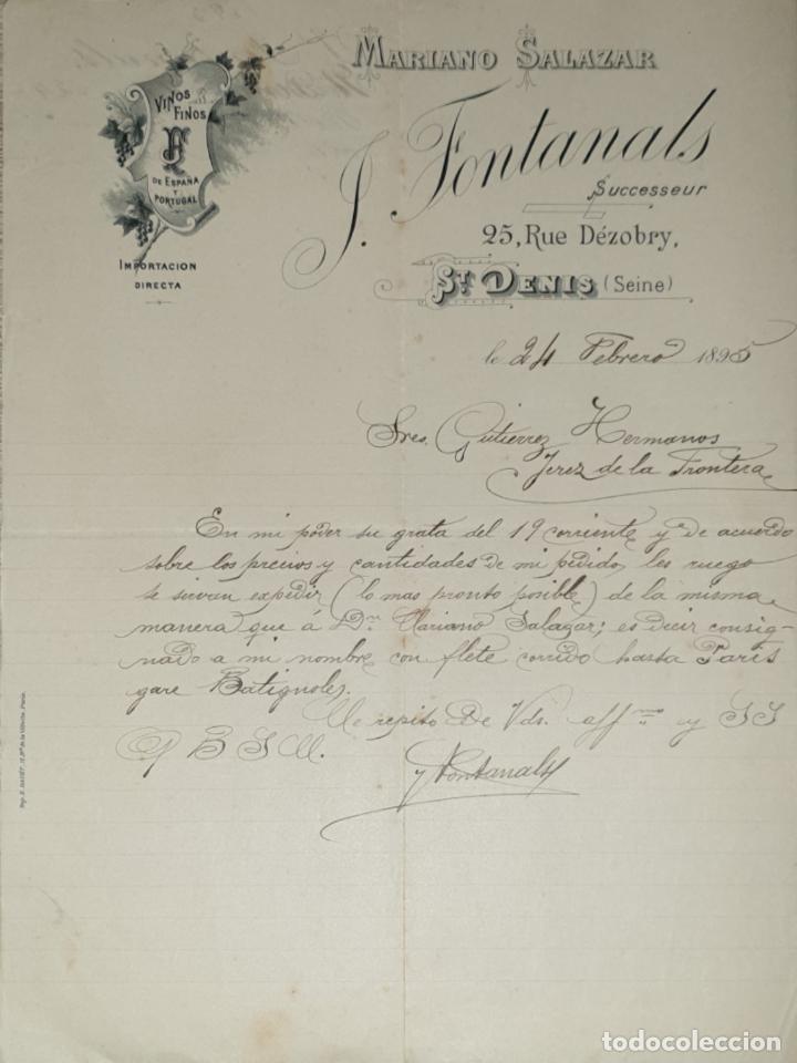 Lettres commerciales: Carta comercial. Mariano Salazar. J. Fontanals Successeur. St.Denis 1895