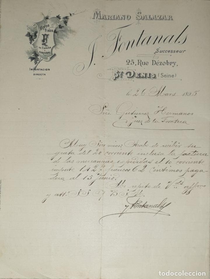 Lettres commerciales: Carta comercial. Mariano Salazar. J. Fontanals Successeur. St.Denis 1895