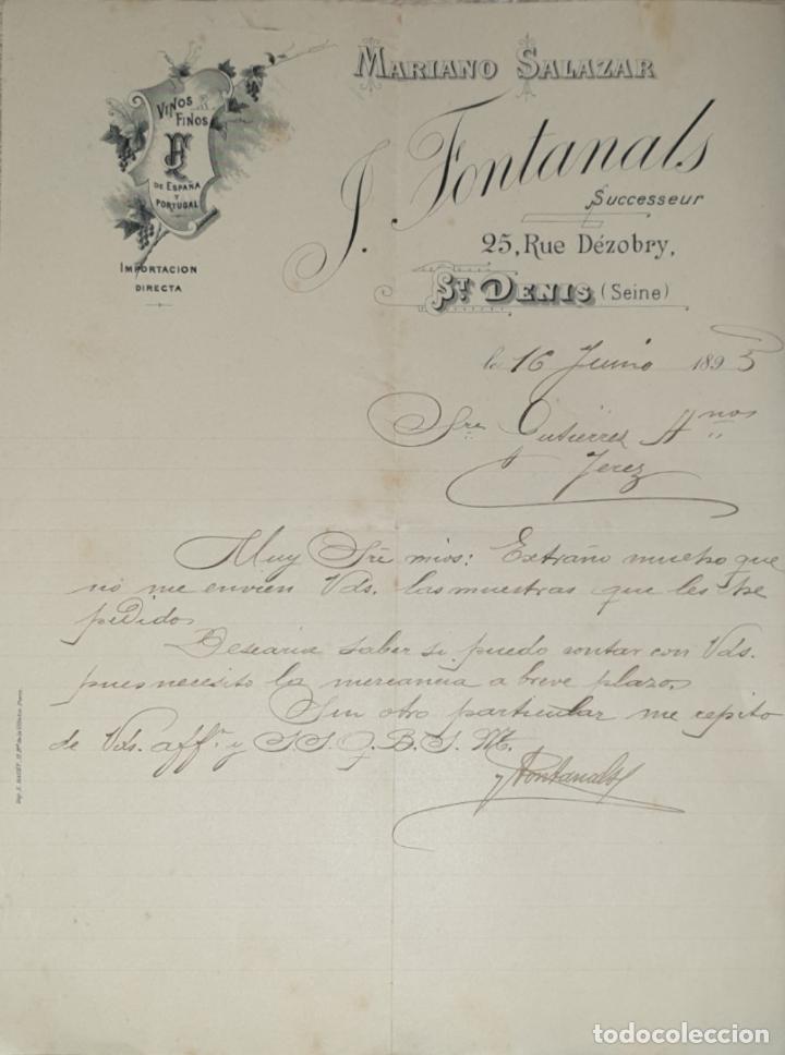 Lettres commerciales: Carta comercial. Mariano Salazar. J. Fontanals Successeur. St.Denis 1895
