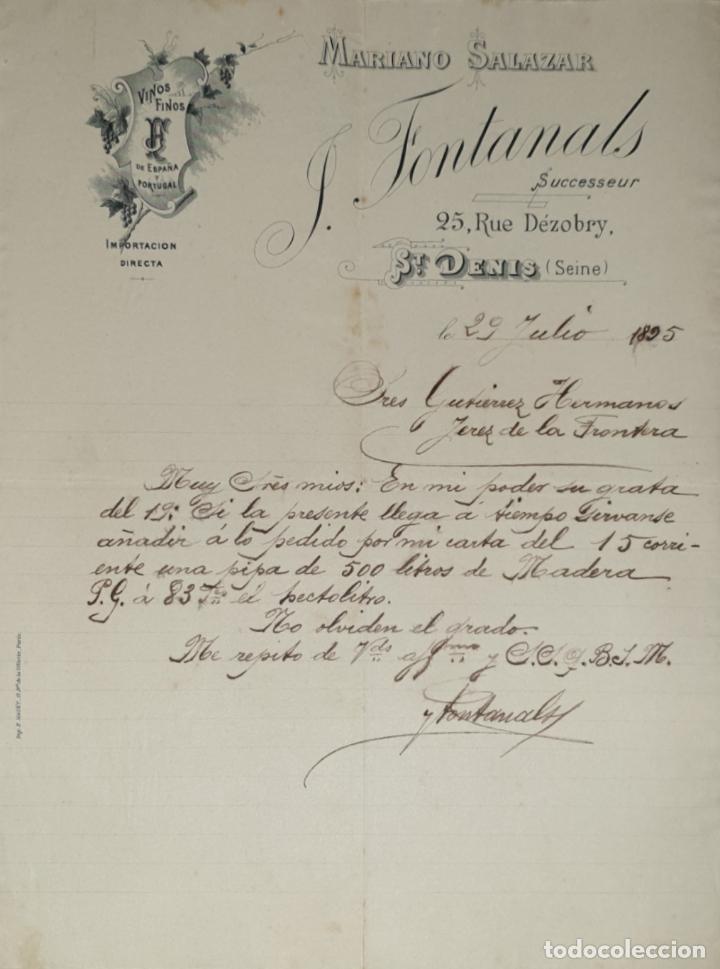 Lettres commerciales: Carta comercial. Mariano Salazar. J. Fontanals Successeur. St.Denis 1895