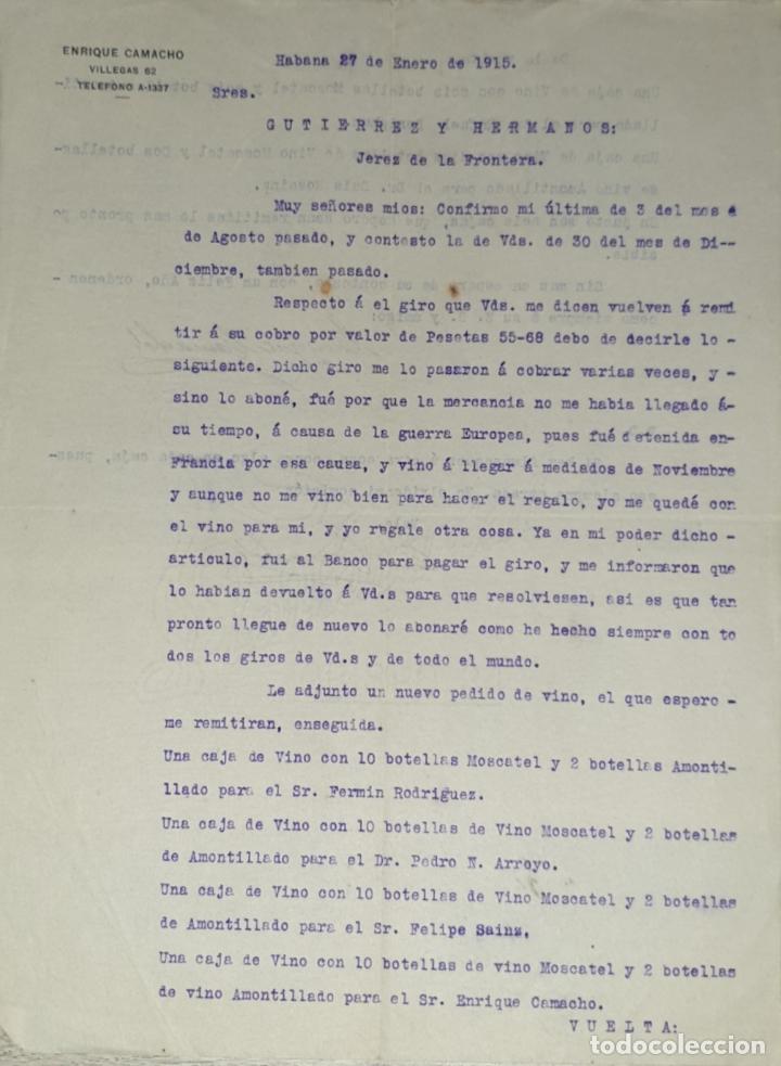 Lettres commerciales: Carta comercial. Enrique Camacho. Habana 1915