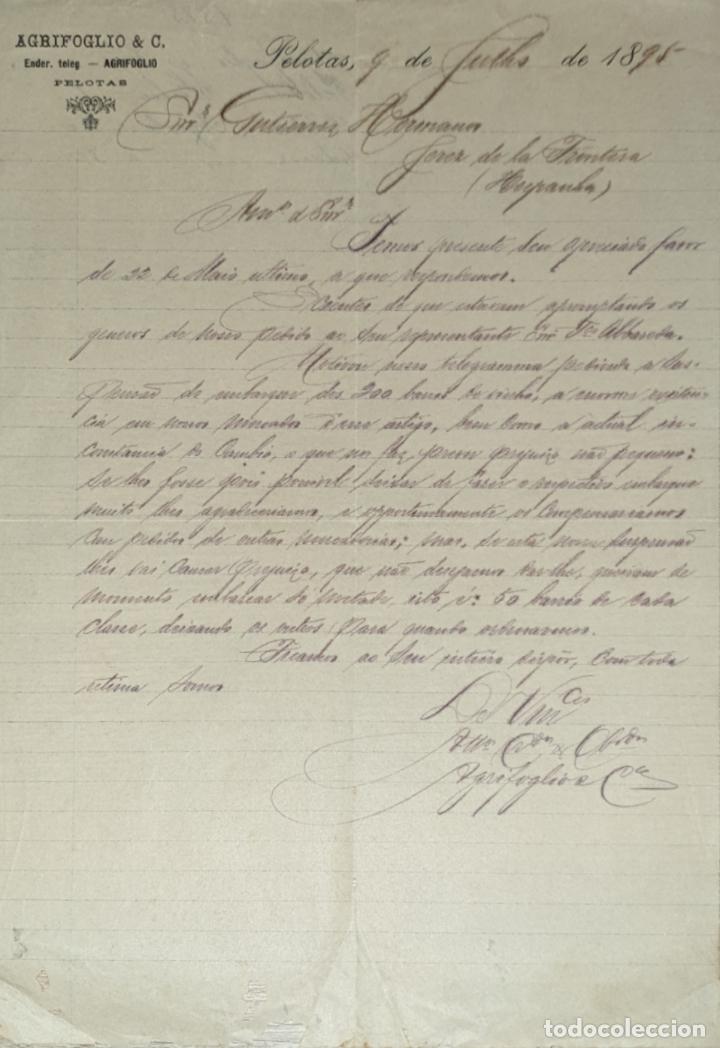 Lettres commerciales: Carta comercial. Agrifoglio & C&ordm;. Pelotas 1895