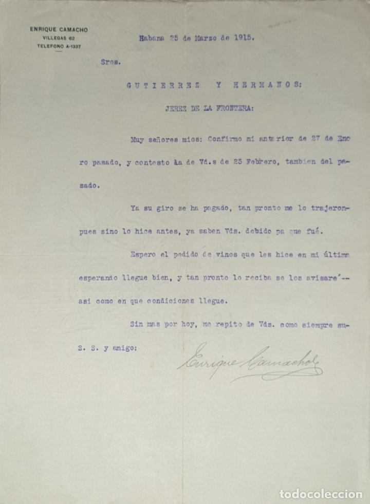 Lettres commerciales: Carta comercial. Enrique Camacho. Habana 1915