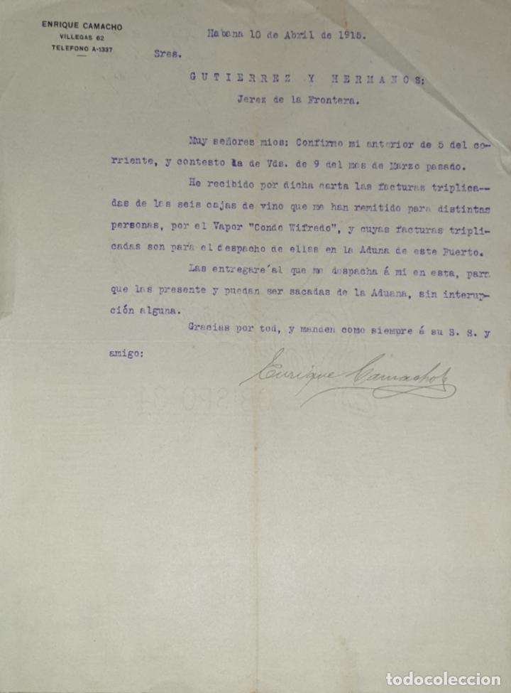 Lettres commerciales: Carta comercial. Enrique Camacho. Habana 1915