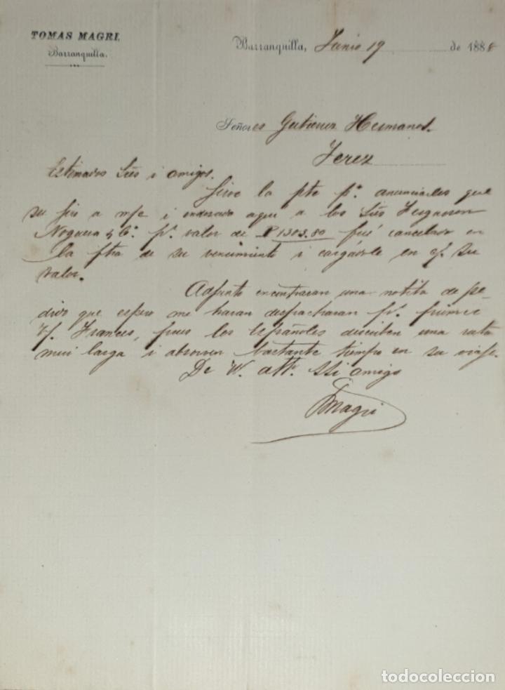 Lettres commerciales: Carta comercial. Tomas Magri. Barranquilla 1888
