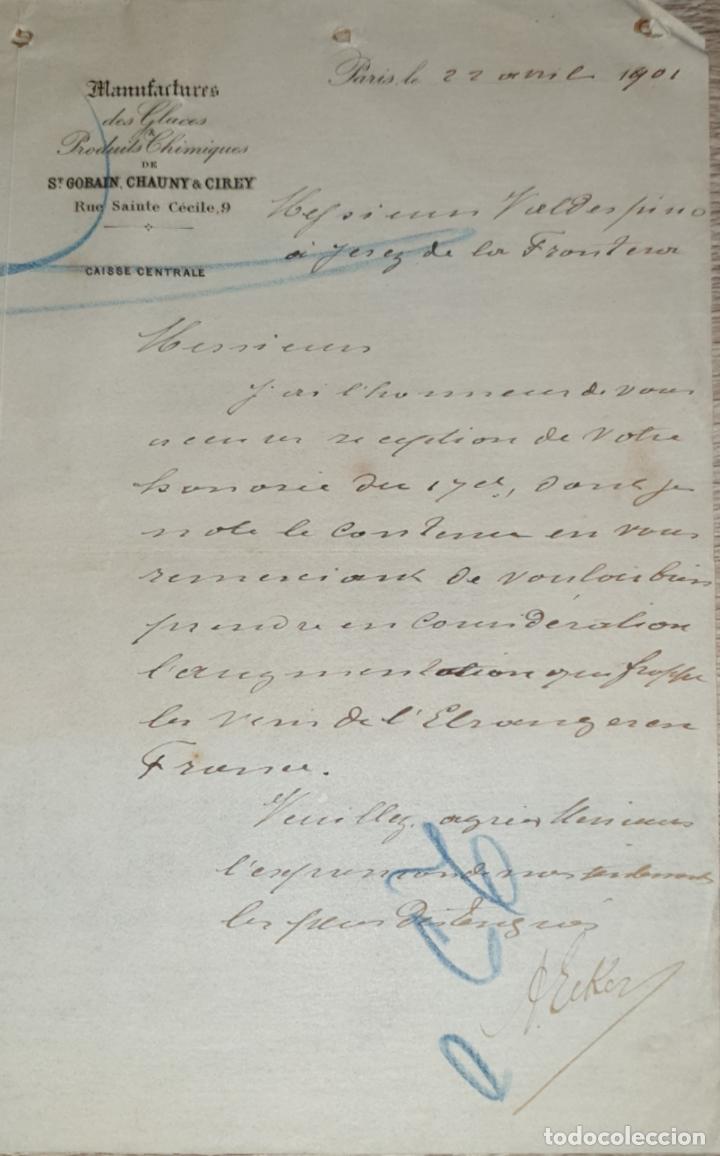 Lettres commerciales: Carta comercial. St. Gobain, Chaunt & Cirey. Manufactures 1901